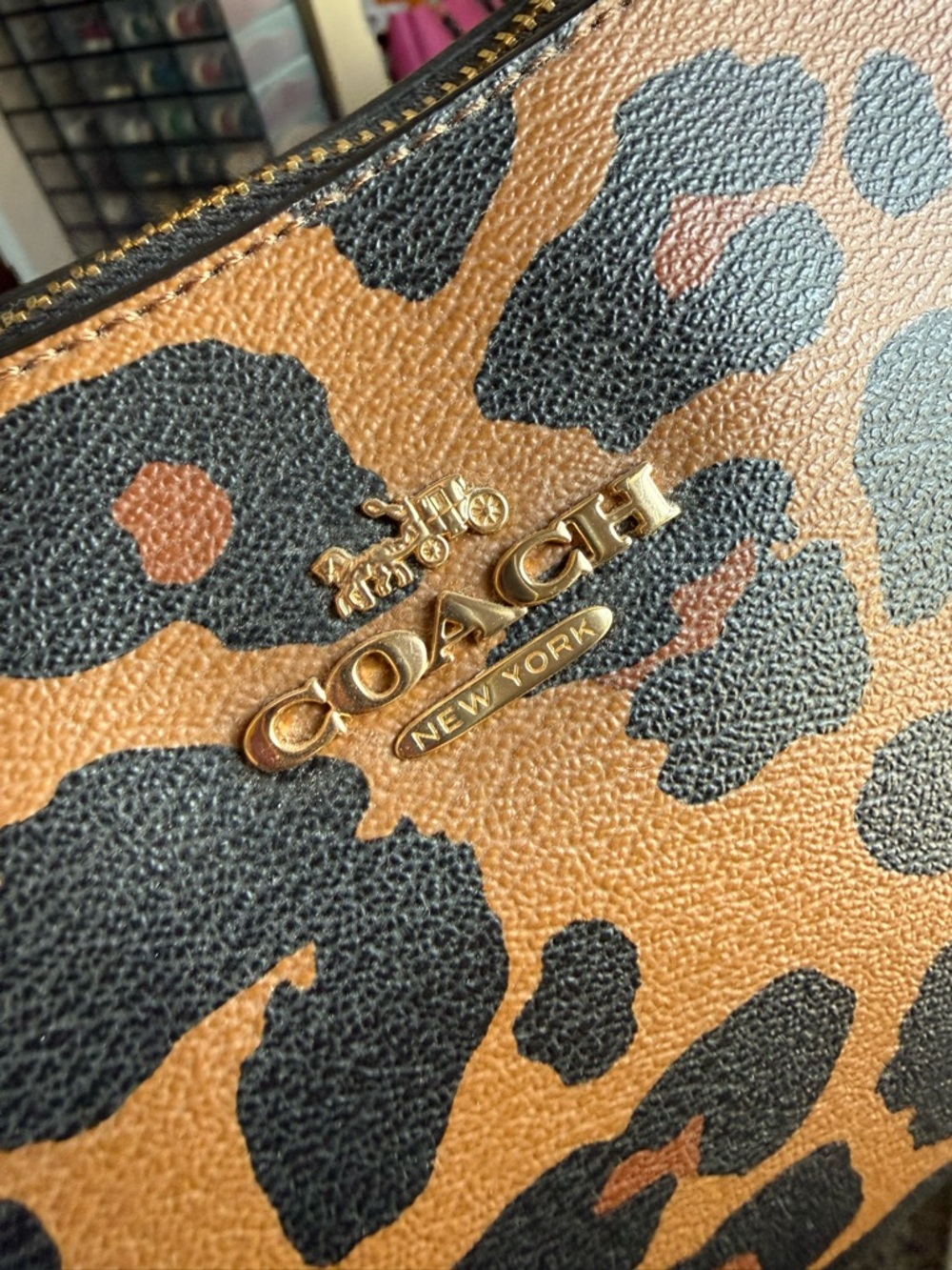 Coach Leopard-Print Shoulder Bag in Brown and Black - Picture 6 of 7